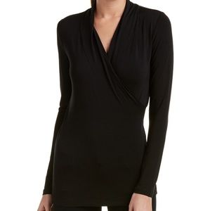 CAbi Draped Wrap Black Long Sleeve Tee